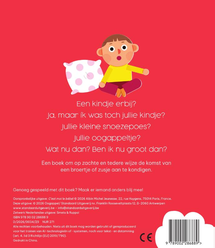 Achterkant van Help, een kindje erbij!