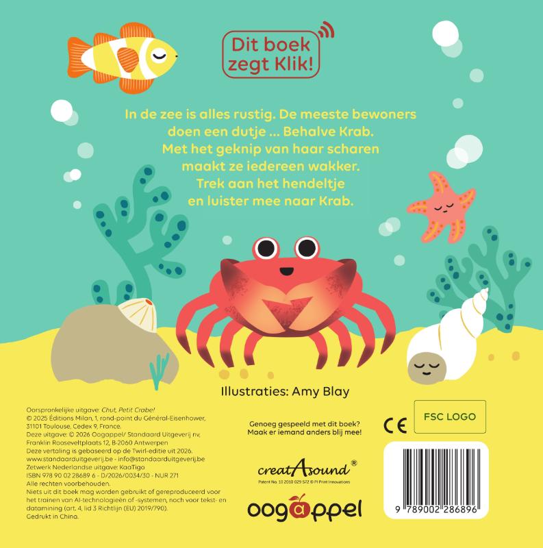 Achterkant van Klik-klik, ik ben een krab!