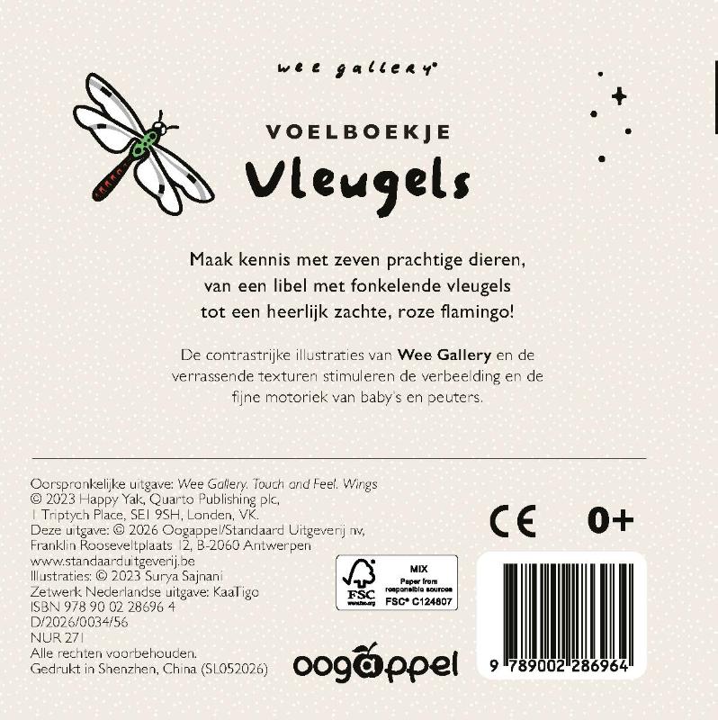 Achterkant van Wee Gallery Voelboekje Vleugels
