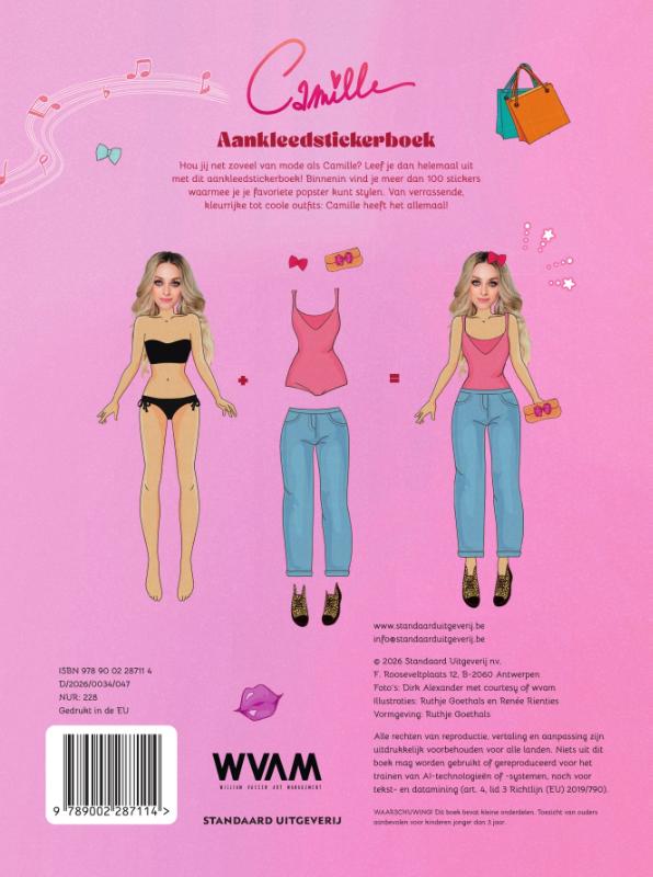 Achterkant van Camille aankleedstickerboek
