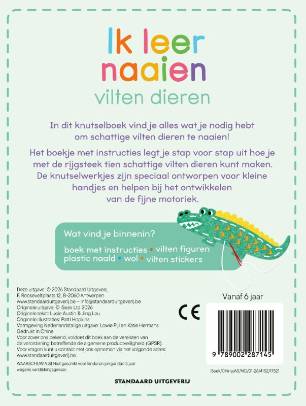 Achterkant van Ik leer naaien: vilten dieren