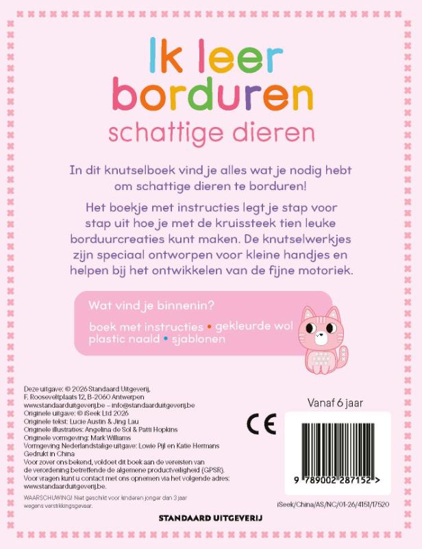 Achterkant van Ik leer borduren: schattige dieren