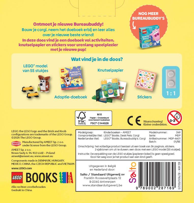 Achterkant van Lego Bureaubuddy's: Corgi