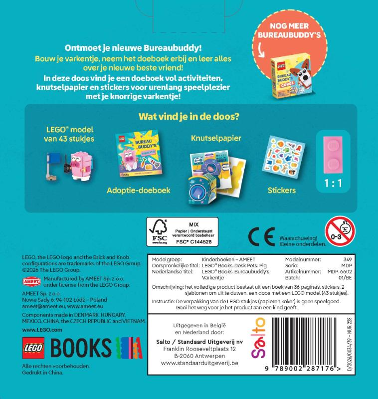 Achterkant van Lego Bureaubuddy's: Varkentje