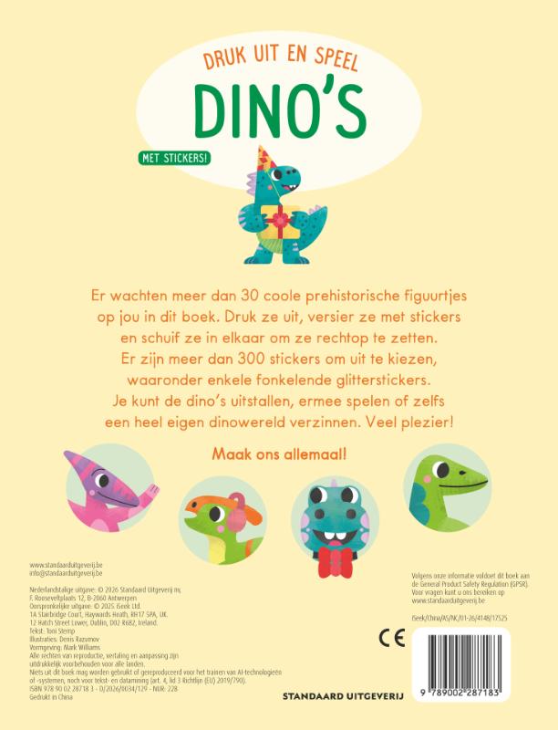 Achterkant van Druk uit en speel: Dino's