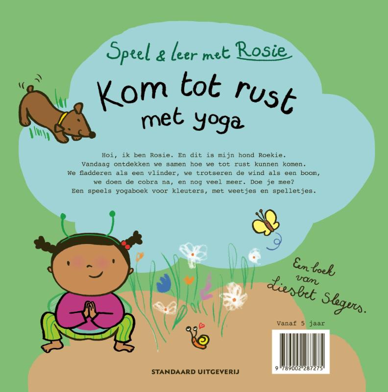Achterkant van Kom tot rust met yoga