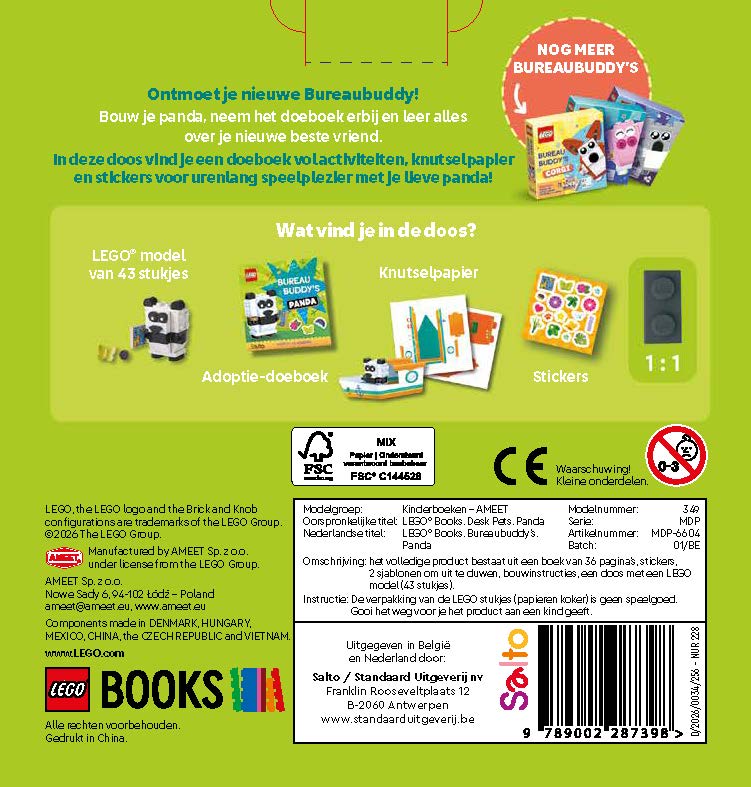 Achterkant van Lego: Bureaubuddy's: Panda