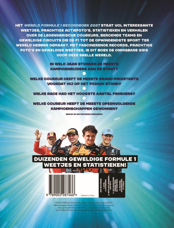 Achterkant van Wereldrecordboek 2027 Formule 1