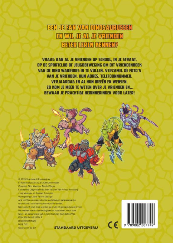 Achterkant van Dino warriors: vriendenboek