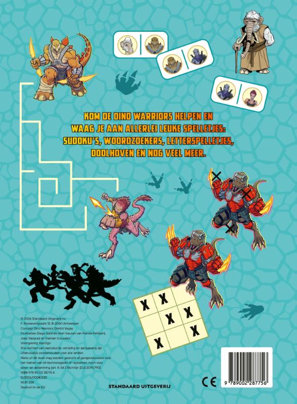 Achterkant van Dino spelletjesboek
