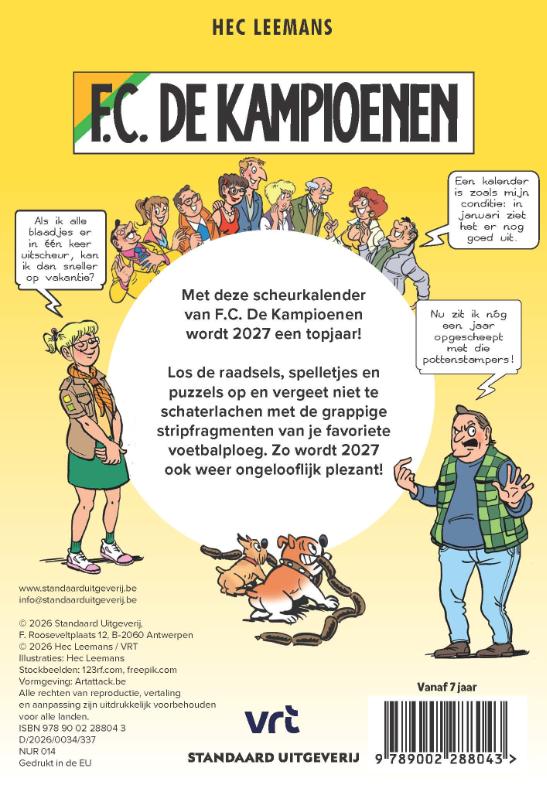 Achterkant van F.C. De Kampioenen scheurkalender 2027