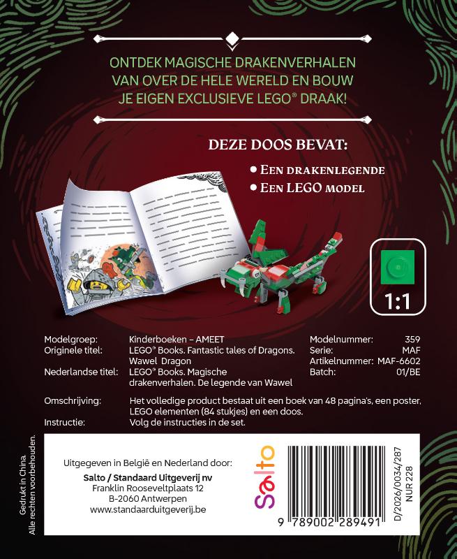 Achterkant van Lego: Magische drakenverhalen: de legende van Wawel (groene draakje)