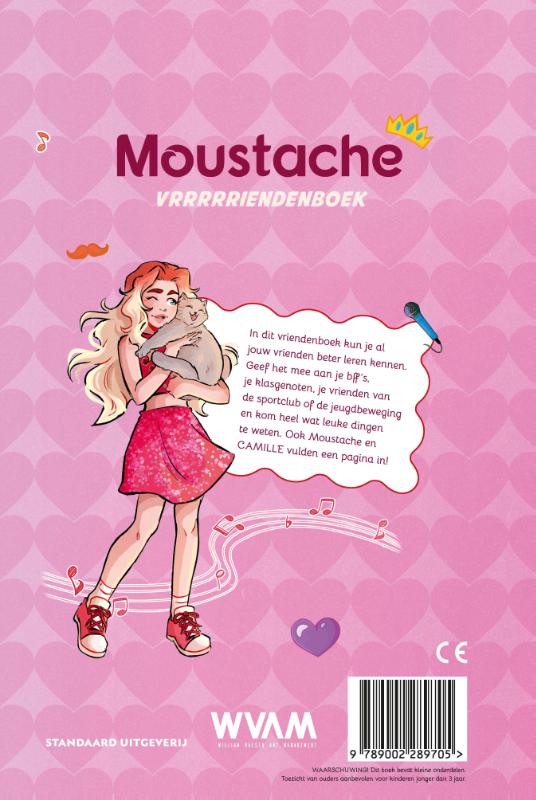 Achterkant van Moustache vrrrrriendenboek