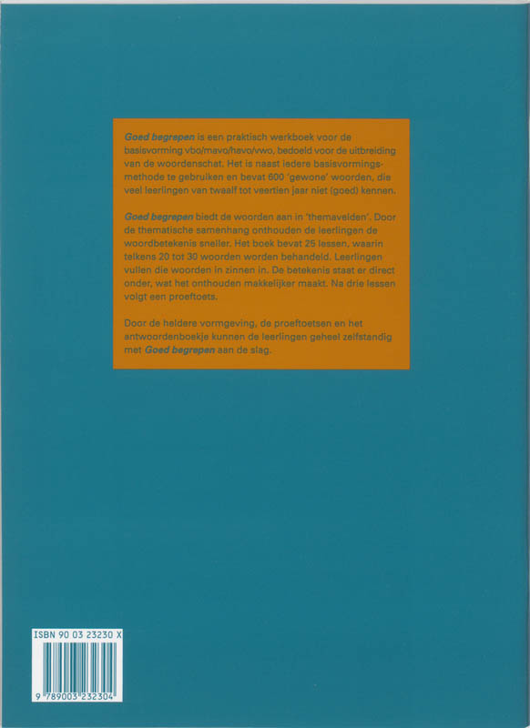 Achterkant van Werkboek woordkennis voor de basisvorming