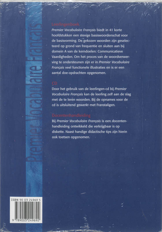 Achterkant van Premier vocabulaire francais