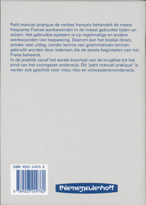 Achterkant van Petit manuel pratique de verbes francais