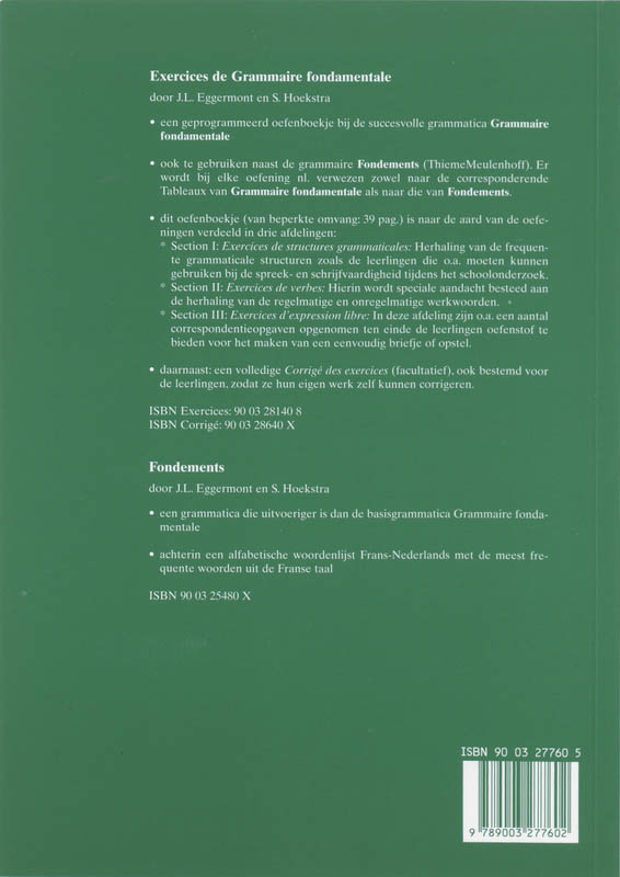 Achterkant van Grammaire fondamentale