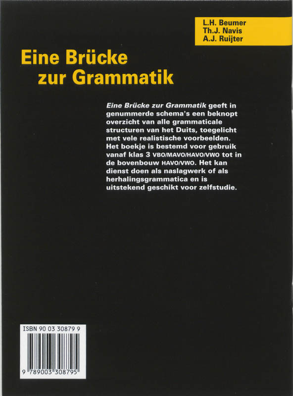 Achterkant van Eine Brucke zur Grammatik