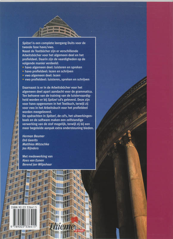 Achterkant van Textbuch