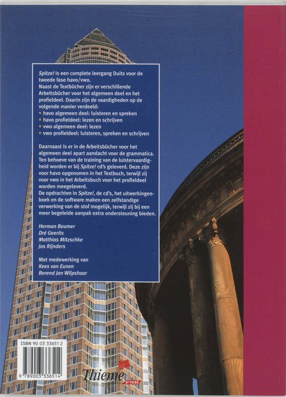 Achterkant van Textbuch