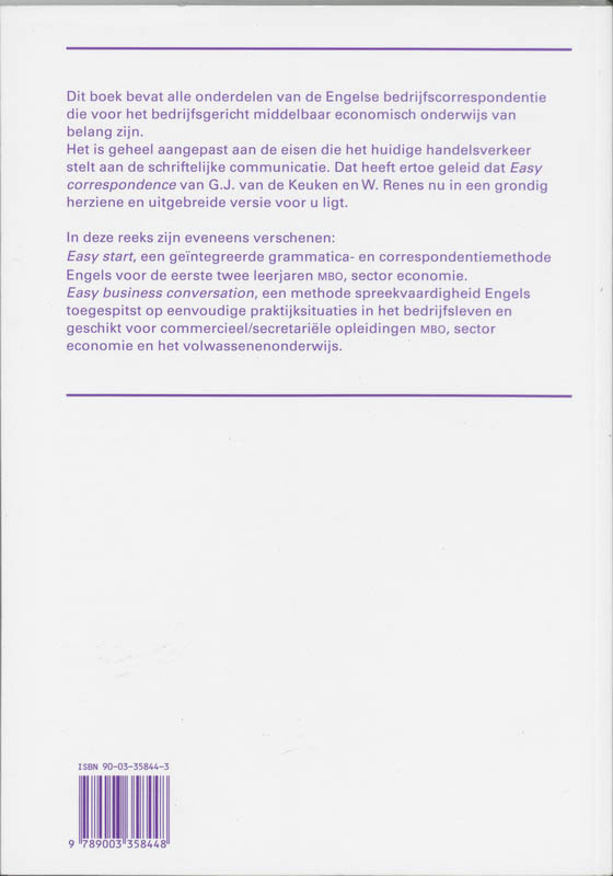 Achterkant van Easy correspondence
