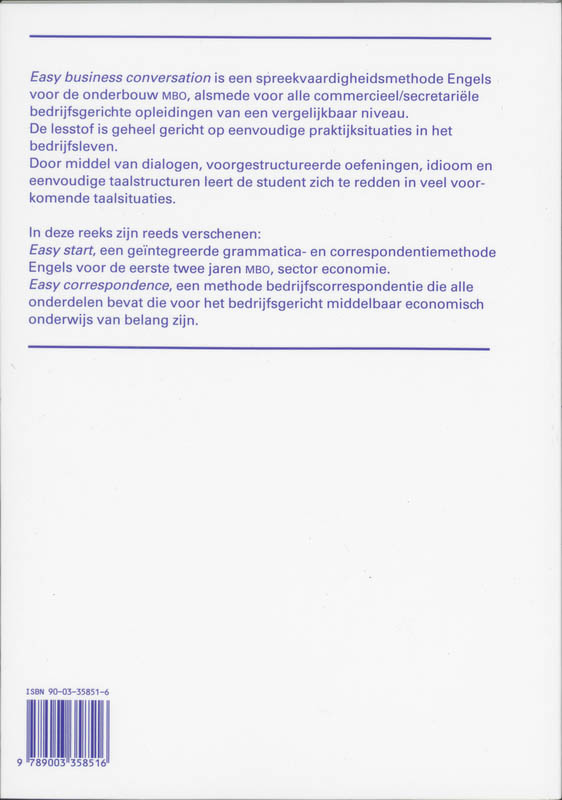 Achterkant van Easy business conversation