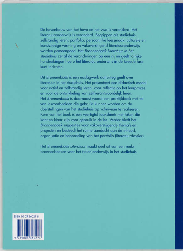 Achterkant van Bronnenboek literatuur