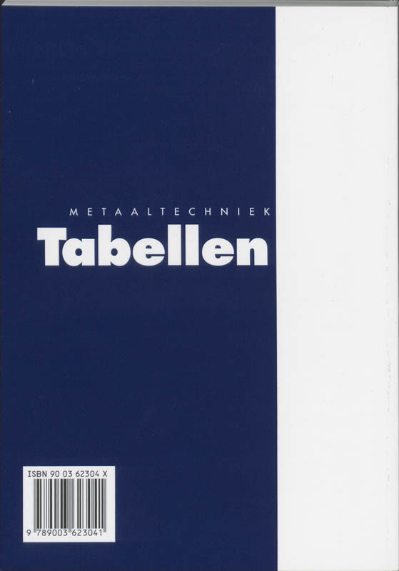 Achterkant van Tabellen metaaltechniek