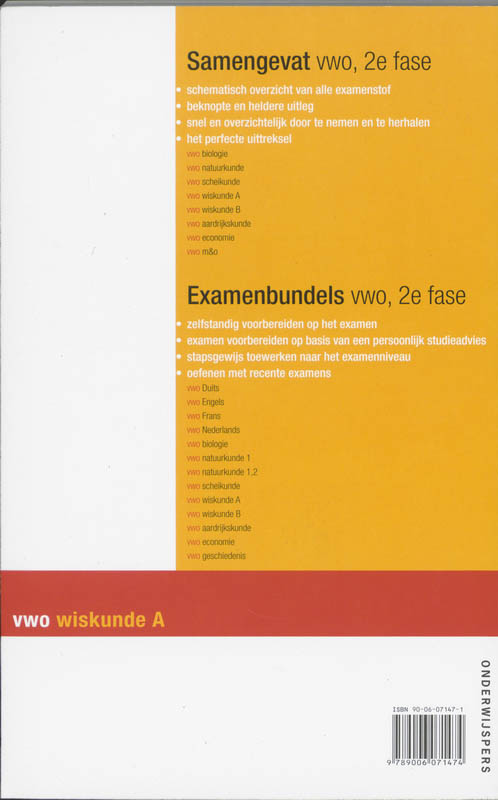 Achterkant van Wiskunde A