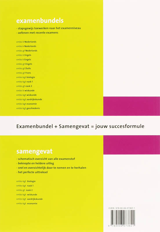 Achterkant van Vmbo-kgt biologie