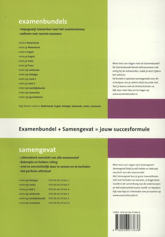 Achterkant van Vmbo-Kgt Economie