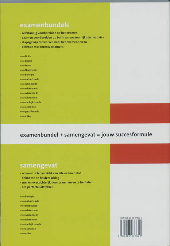 Achterkant van Schematisch overzicht van de examenstof
