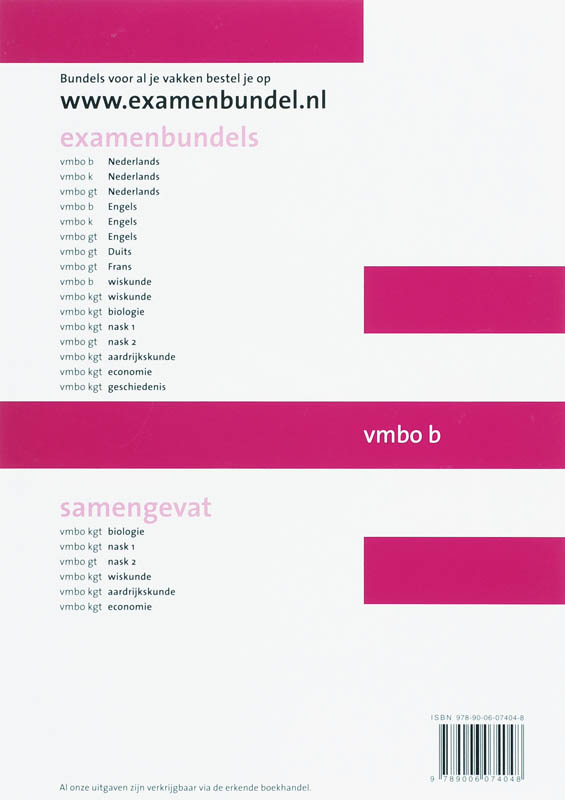 Achterkant van Vmbo B 2007/2008