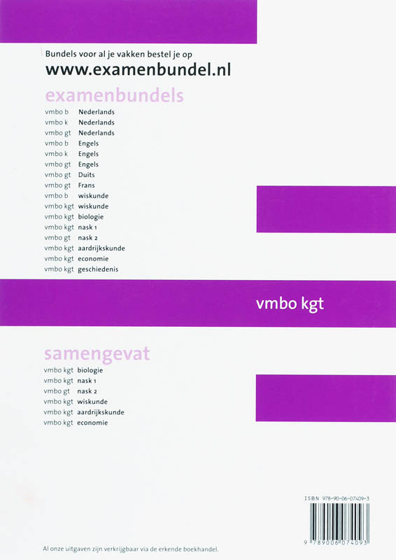 Achterkant van vmbo kgt