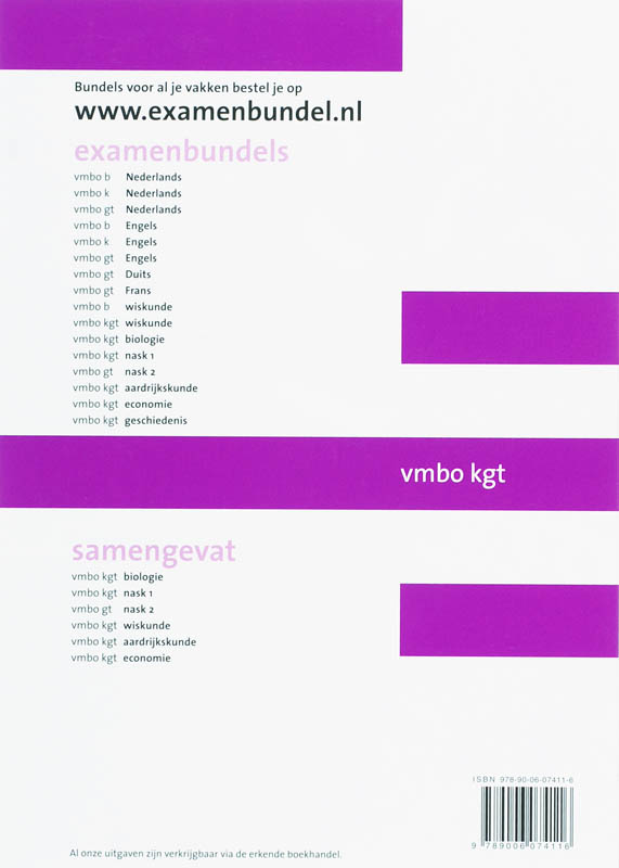 Achterkant van vmbo kgt