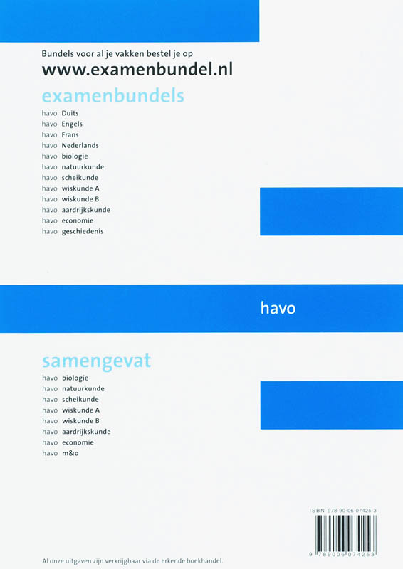 Achterkant van Havo 2007/2008