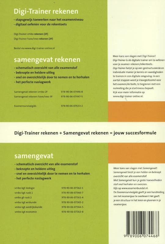 Achterkant van Vmbo rekenen 2F