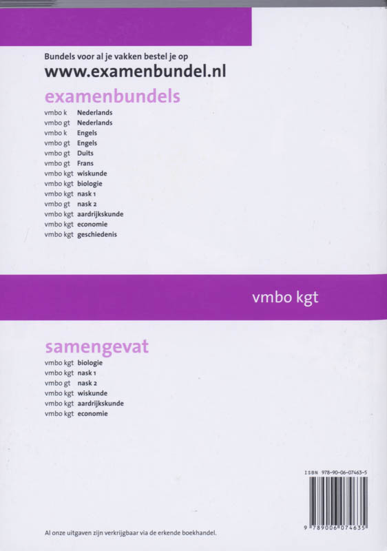 Achterkant van 2008-2009 Vmbo-Kgt