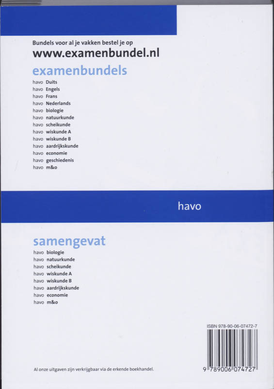 Achterkant van 2008/2009 Havo