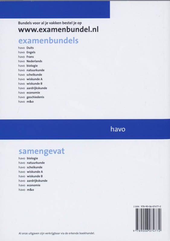 Achterkant van Wiskunde B havo