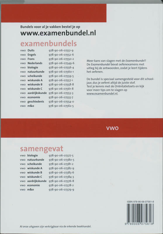 Achterkant van Vwo 2009/2010 wiskunde C