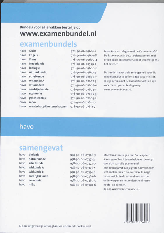 Achterkant van Havo Wiskunde B