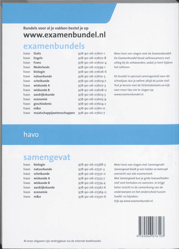 Achterkant van Havo Natuurkunde