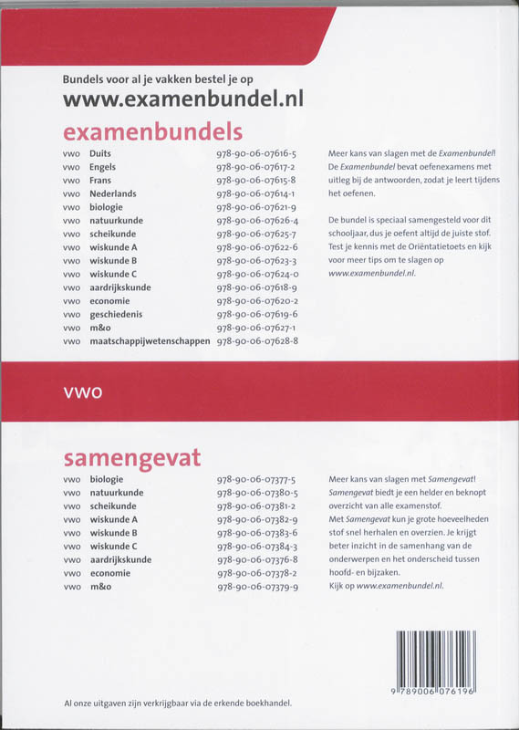 Achterkant van Vwo
