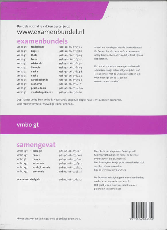 Achterkant van Frans Vmbo-GT 2011/2012
