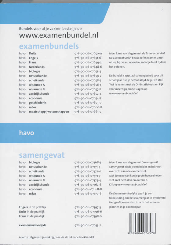 Achterkant van Havo Wiskunde B