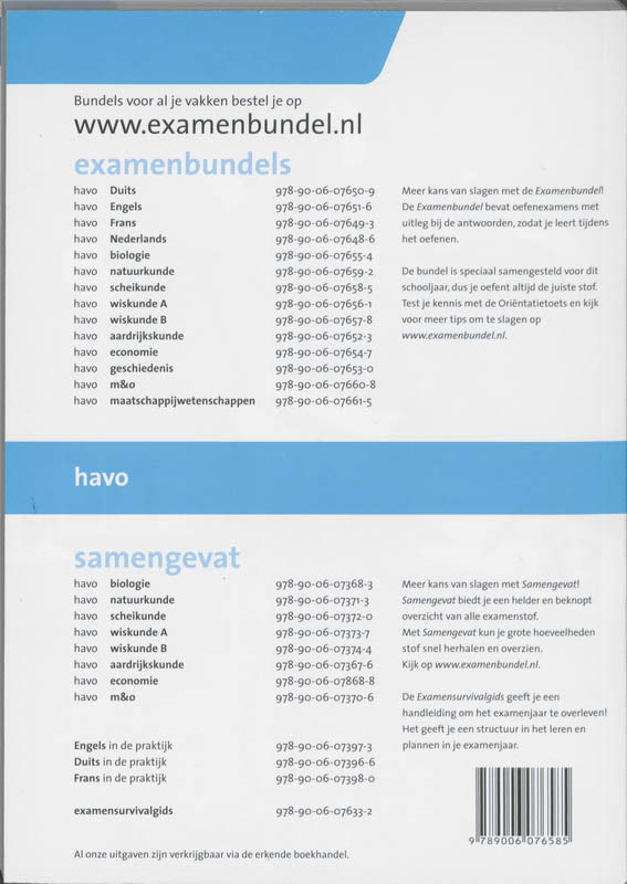 Achterkant van Havo Scheikunde