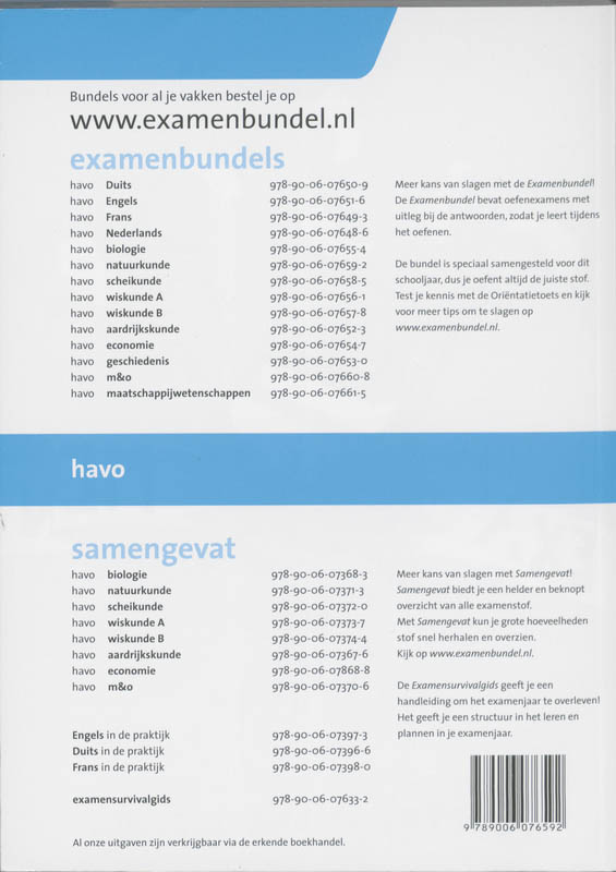 Achterkant van Havo Natuurkunde