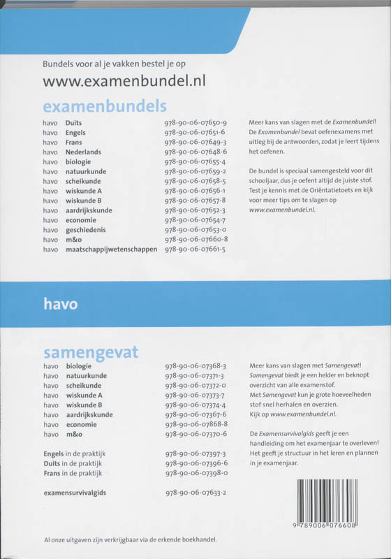 Achterkant van Havo M&O