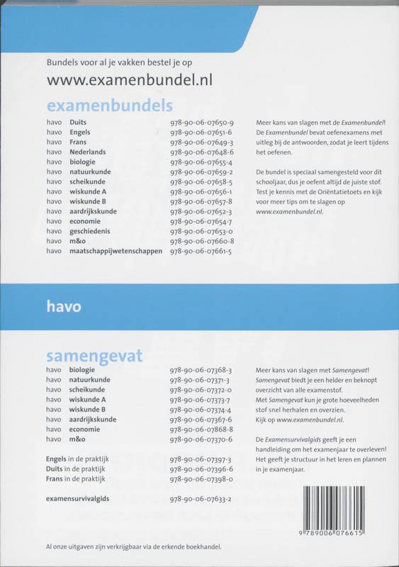 Achterkant van Maatschappijwetenschappen havo 2011/2012